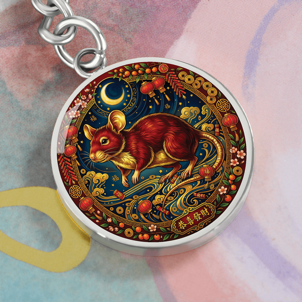 Year of The Rat Keychain - Chinese Zodiac Animal Charm Pendant Jewelry