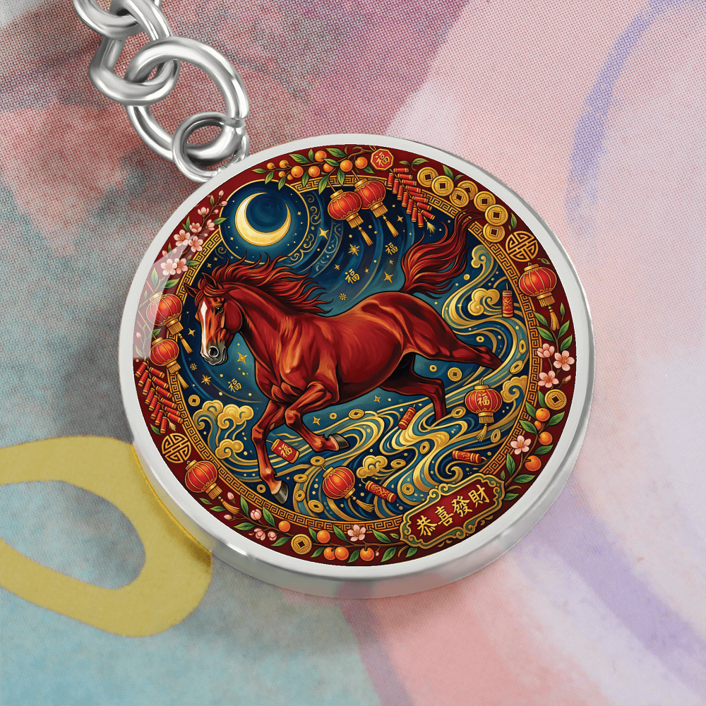 Year of The Horse Keychain - Chinese Zodiac Animal Charm Pendant Jewelry