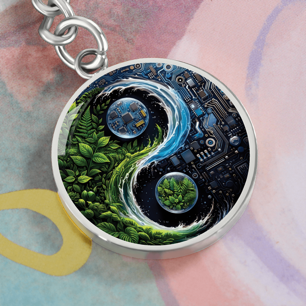 Nature & Circuit Yin Yang Pendant Keychain