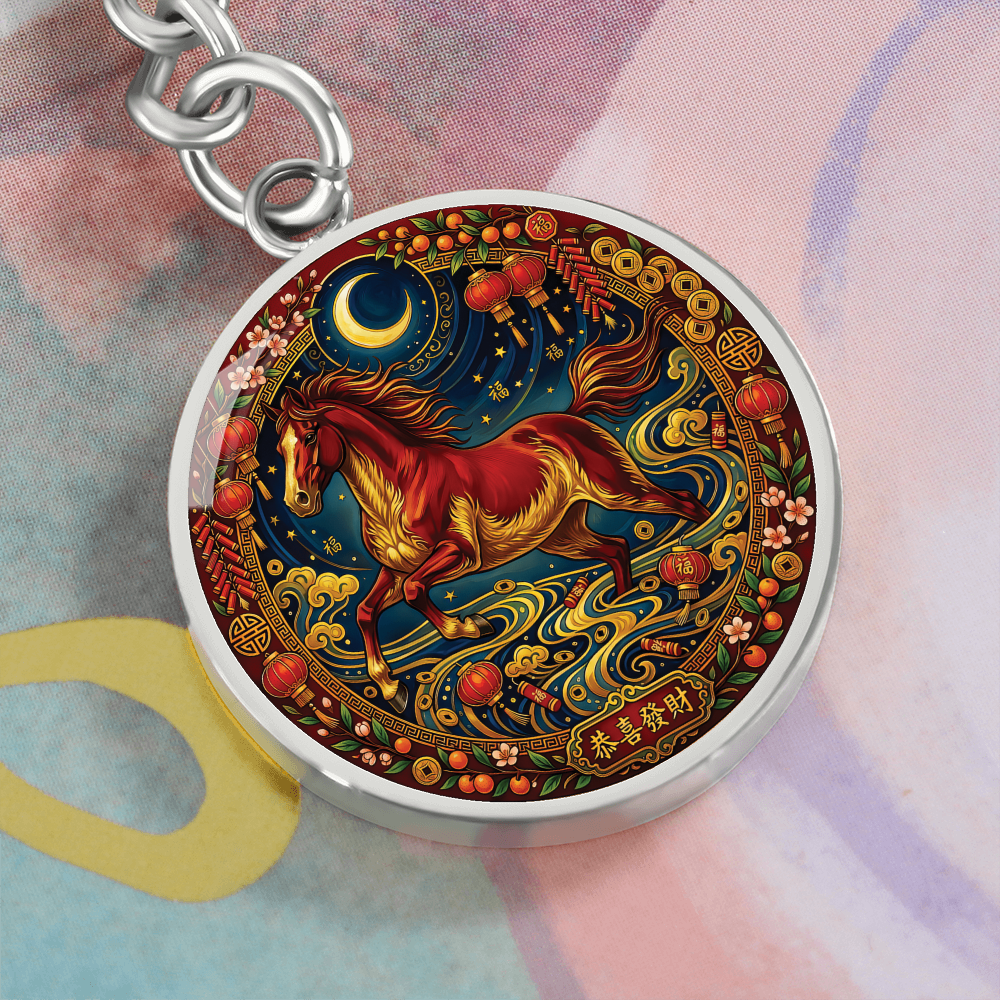 Year of The Horse Keychain - Chinese Zodiac Animal Charm Pendant Jewelry