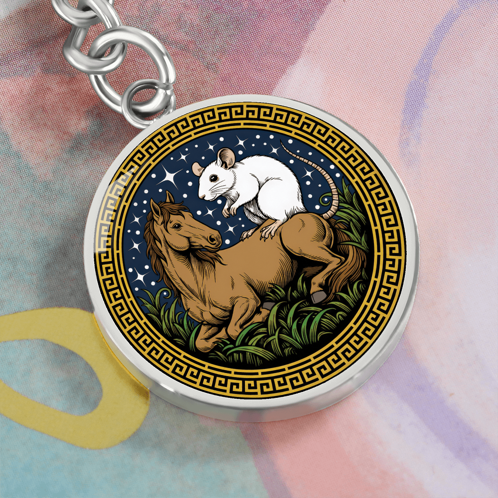 Rat and Horse Keychain - Couples Chinese Zodiac Animal Pendant Jewelry