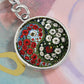 Poppy Yin Yang Keychain - August Birth Month Flower Pendant Jewelry
