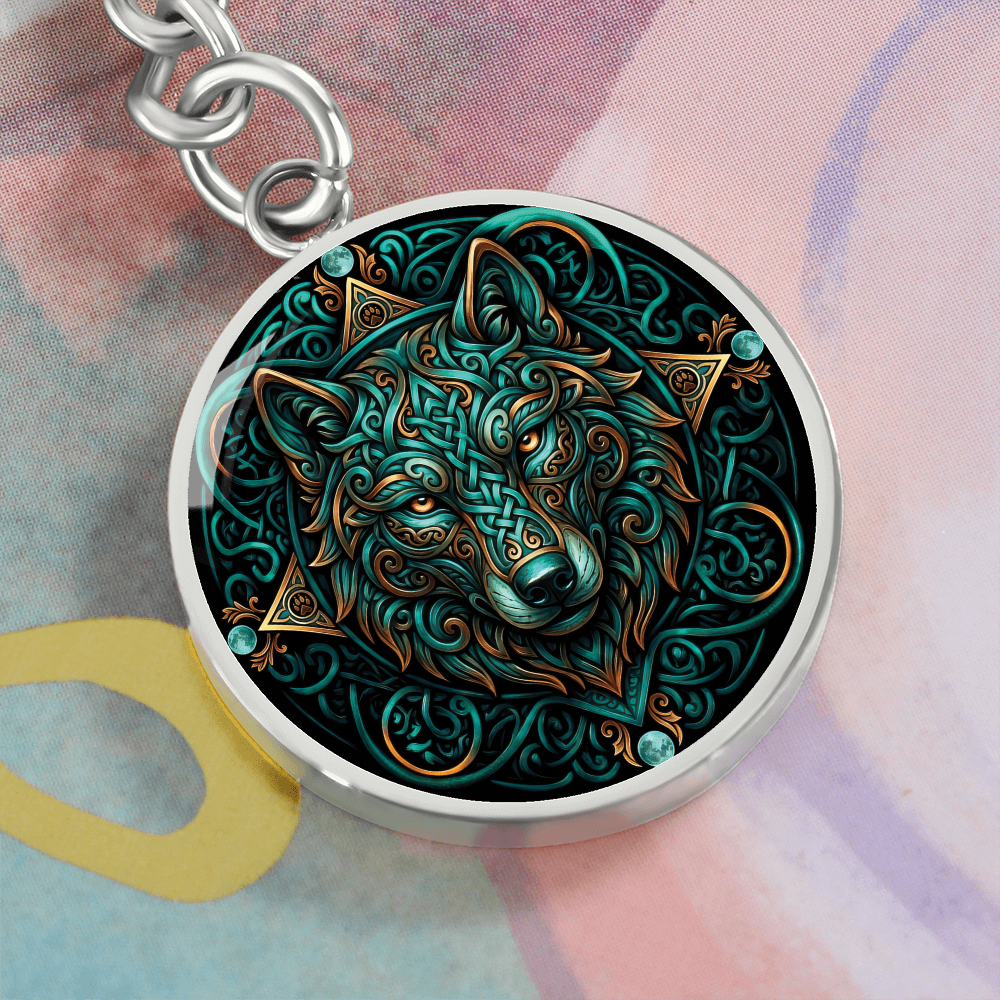 Celtic Wolf Keychain - Symbolizing Guardianship and Protection