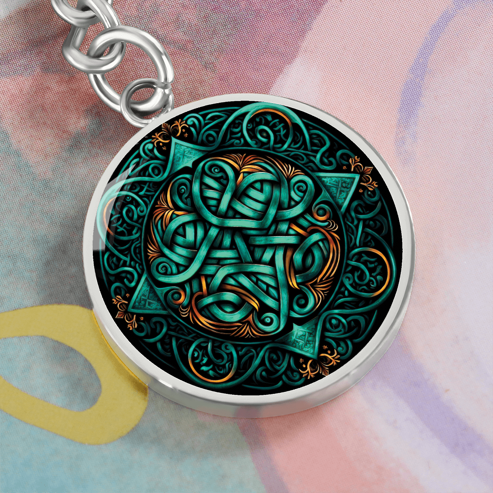 Teal Celtic Knot Keychain - Romantic Pendant Jewelry