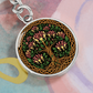 Celtic Tree of Life Pendant Keychain - Honeysuckle June Birth Flower Jewelry