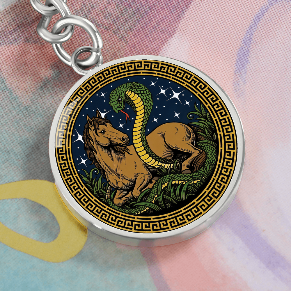 Snake and Horse Keychain - Couples Chinese Zodiac Animal Pendant Jewelry