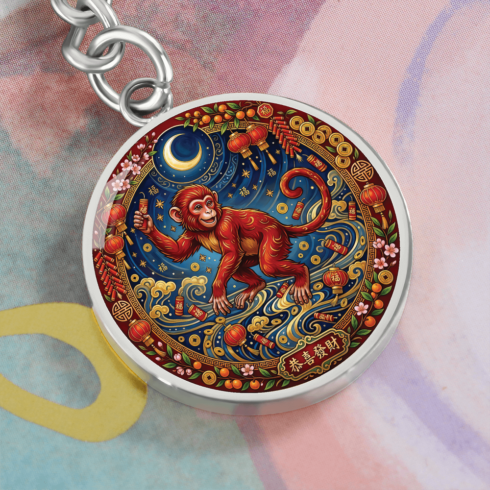 Year of The Monkey Keychain - Chinese Zodiac Animal Charm Pendant Jewelry
