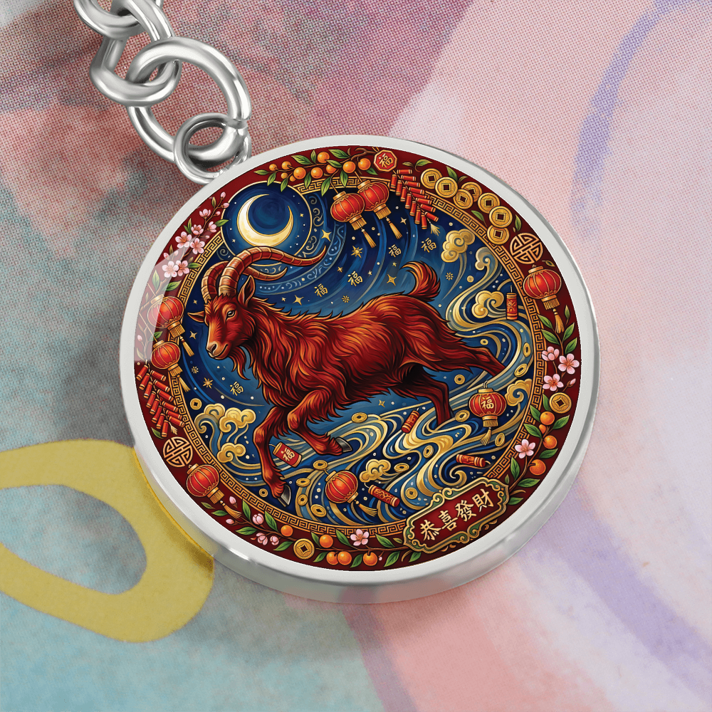 Year of The Goat Keychain - Chinese Zodiac Animal Charm Pendant Jewelry