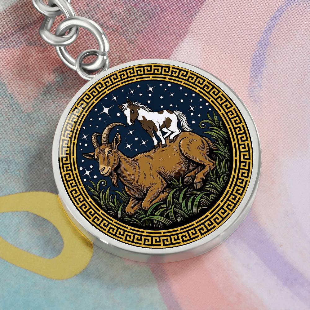 Horse & Goat Keychain - Couples Chinese Zodiac Animal Pendant Jewelry