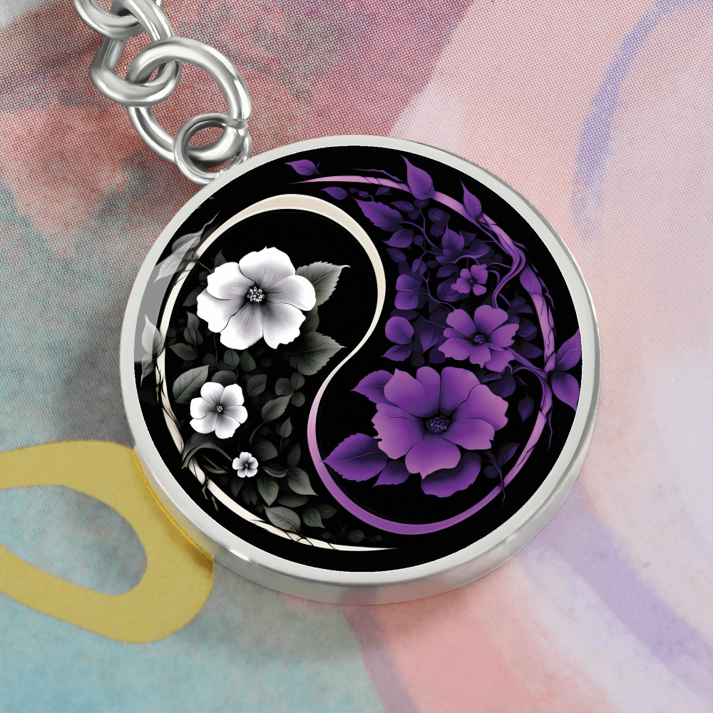 Violet Yin Yang Keychain