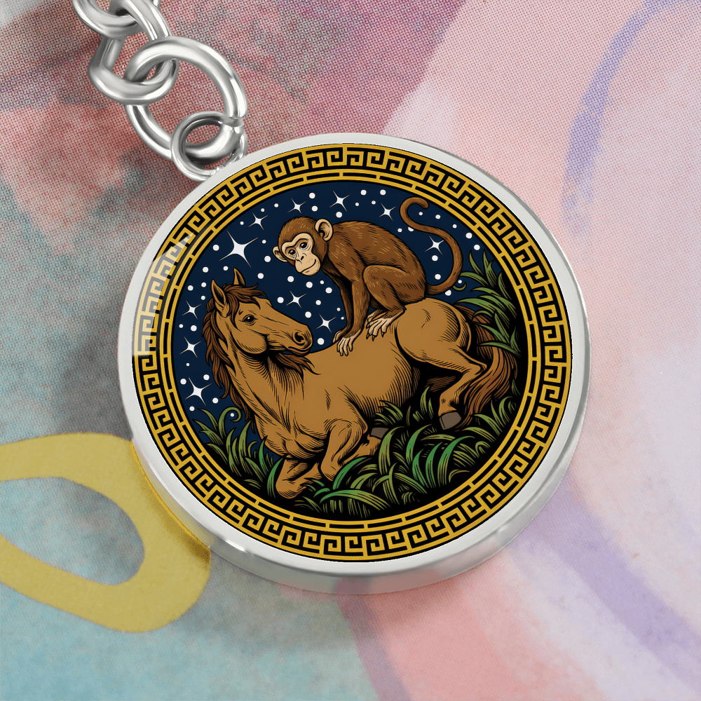Monkey and Horse Keychain - Couples Chinese Zodiac Animal Pendant Jewelry