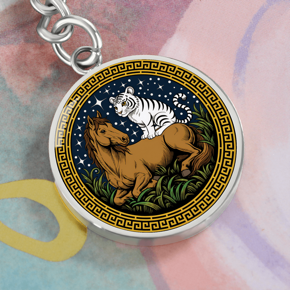 Tiger and Horse Keychain - Couples Chinese Zodiac Animal Pendant Jewelry