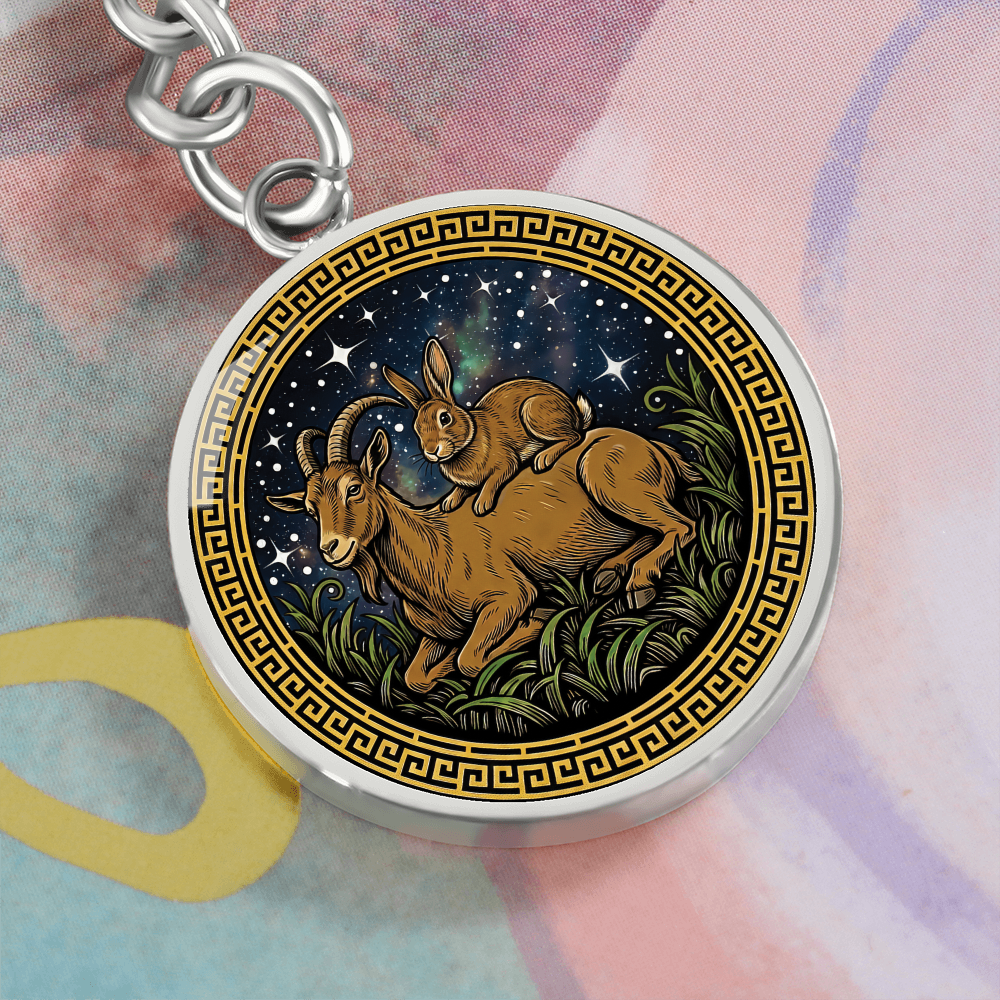 Rabbit & Goat Keychain - Couples Chinese Zodiac Animal Pendant Jewelry