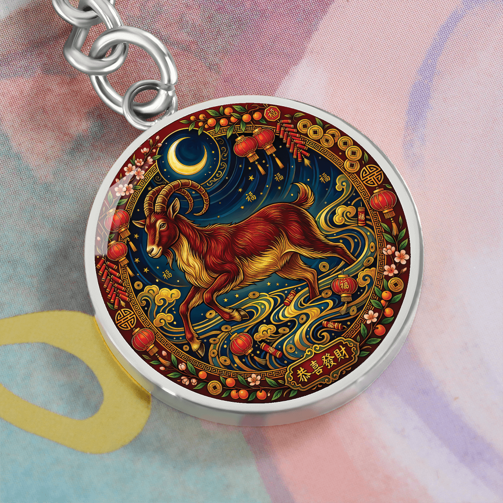 Year of The Goat Keychain - Chinese Zodiac Animal Charm Pendant Jewelry