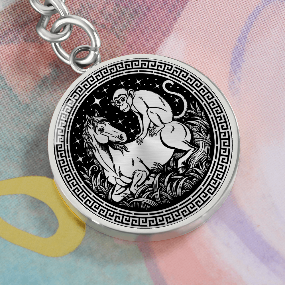 Monkey and Horse Keychain - Couples Chinese Zodiac Animal Pendant Jewelry