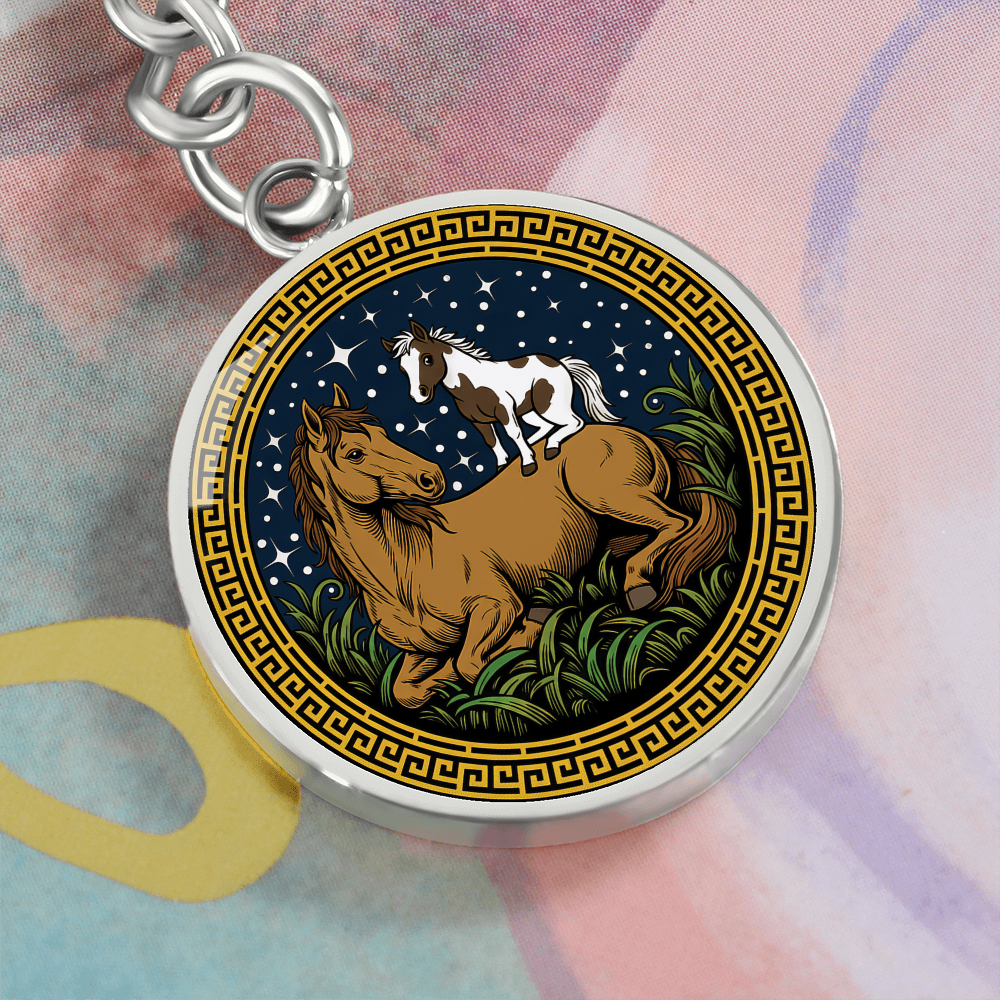 Horse and Horse Keychain - Couples Chinese Zodiac Animal Pendant Jewelry