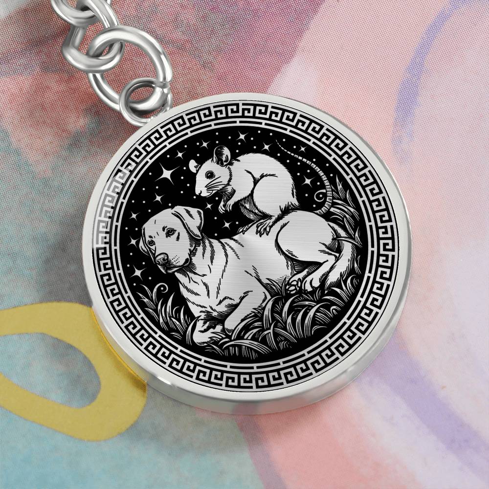 Dog and Rat Keychain - Couples Chinese Zodiac Animal Pendant Jewelry