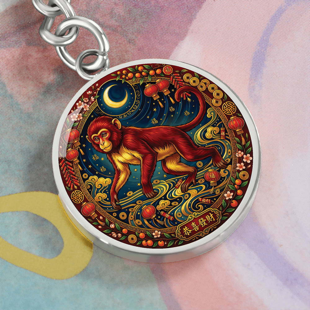 Year of The Monkey Keychain - Chinese Zodiac Animal Charm Pendant Jewelry