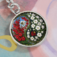 Gladiolus Yin Yang Keychain - August Birth Month Flower Pendant Jewelry