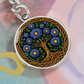 Celtic Tree of Life Pendant Keychain - Aster September Birth Flower Jewelry