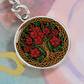 Celtic Tree of Life Pendant Keychain - Gladiolus August Birth Flower Jewelry