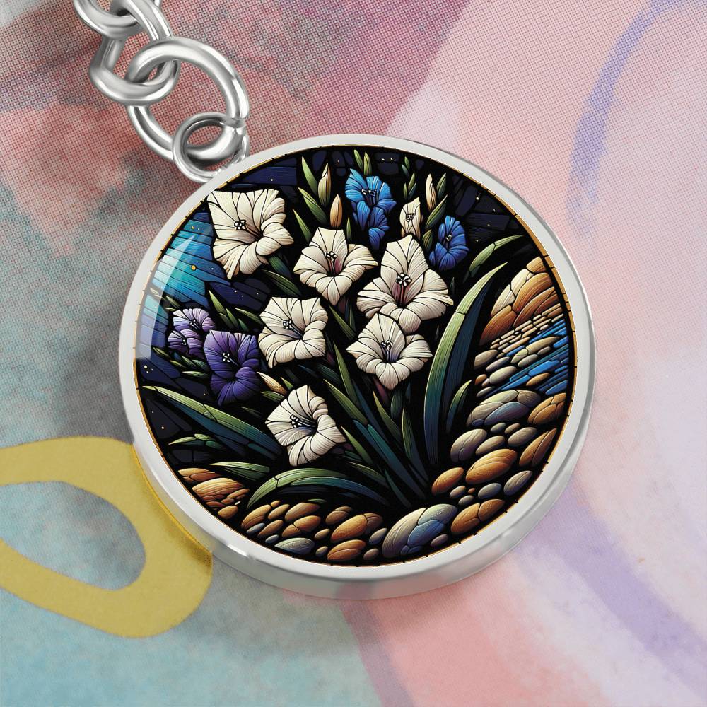 Gladiolus August Flower Keychain