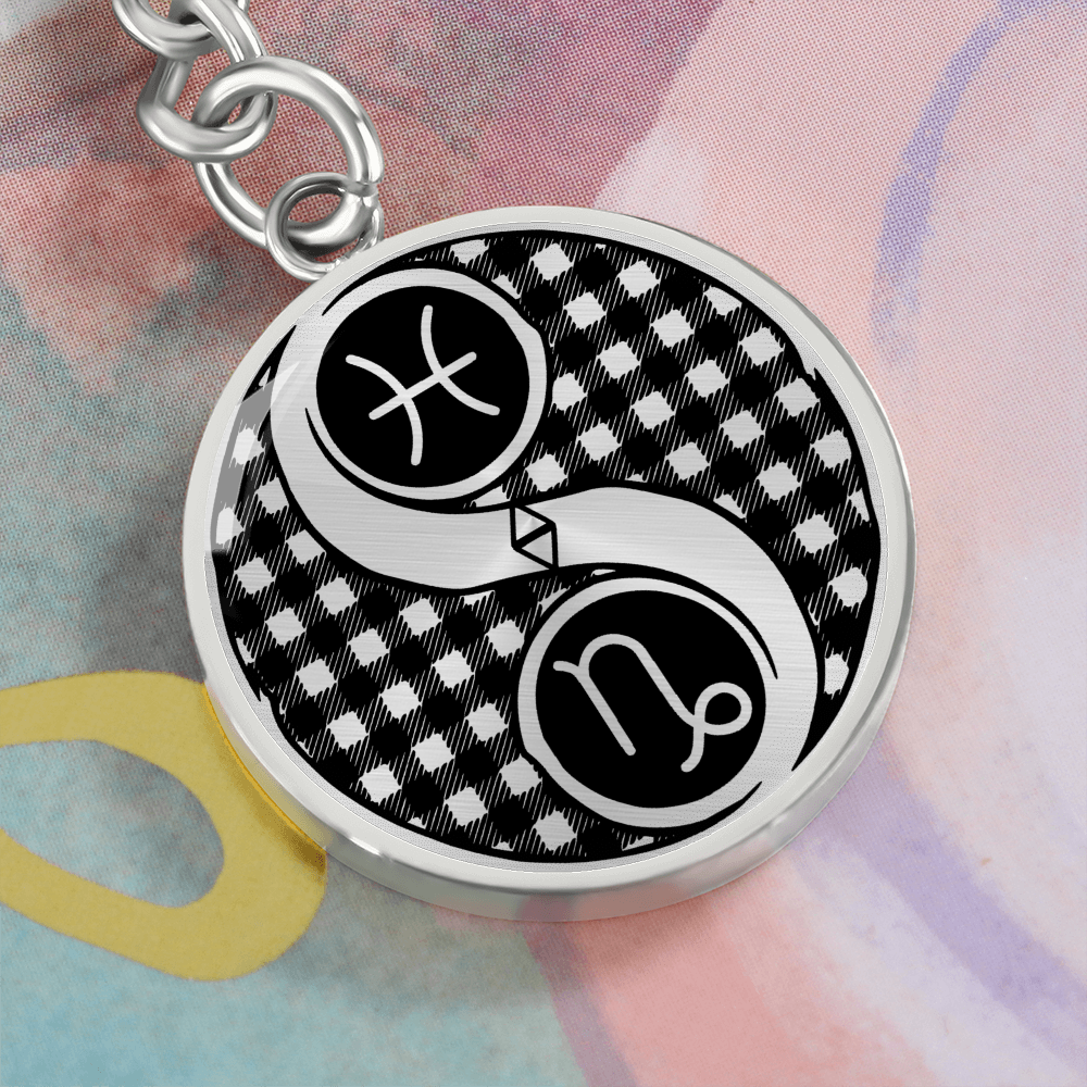 Pisces & Capricorn Keychain, Yin Yang Couples Zodiac Jewelry