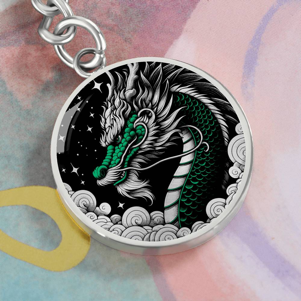 Dragon Keychain, Jade Dragon Personalized Keychain, Green Dragon Pendant Keychain, Dragon Jewelry Gift For Her or Him, Dragon Keychain Charm