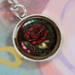 Red Rose Keychain - June Birth Flower Pendant Jewelry