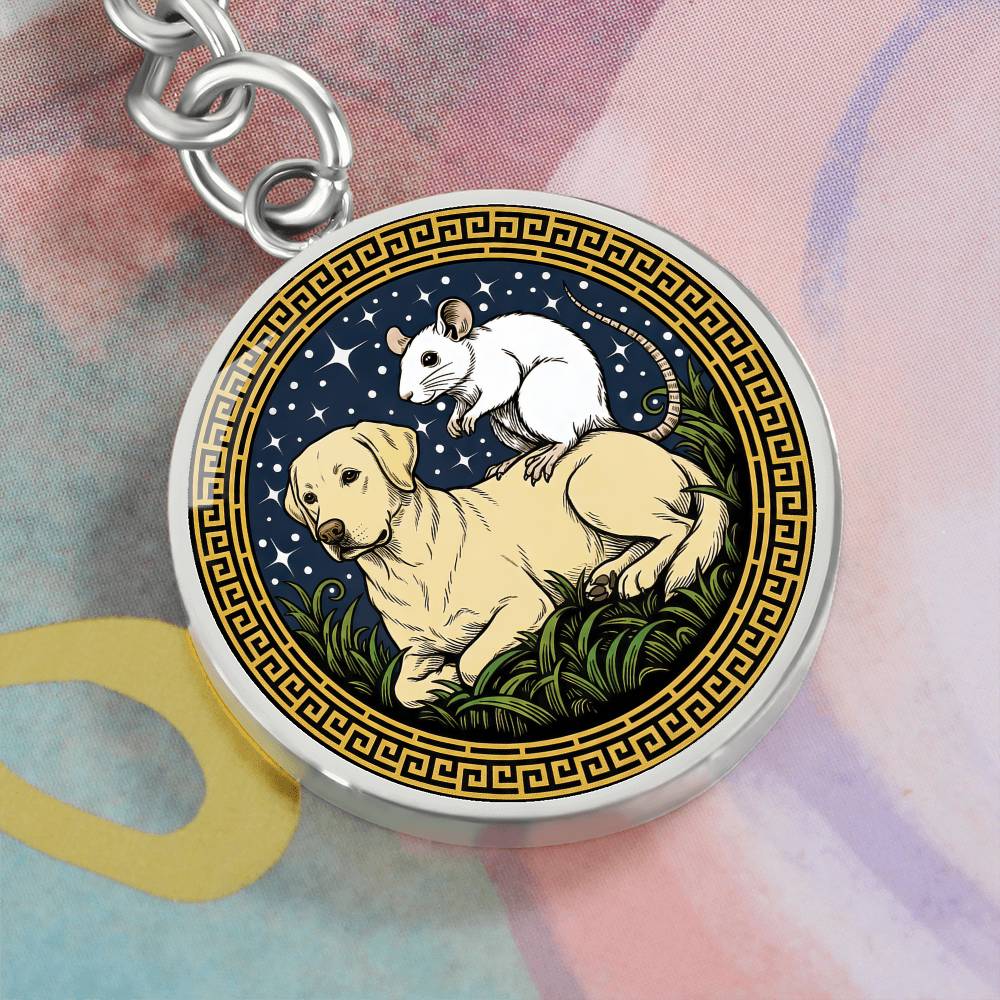 Dog and Rat Keychain - Couples Chinese Zodiac Animal Pendant Jewelry