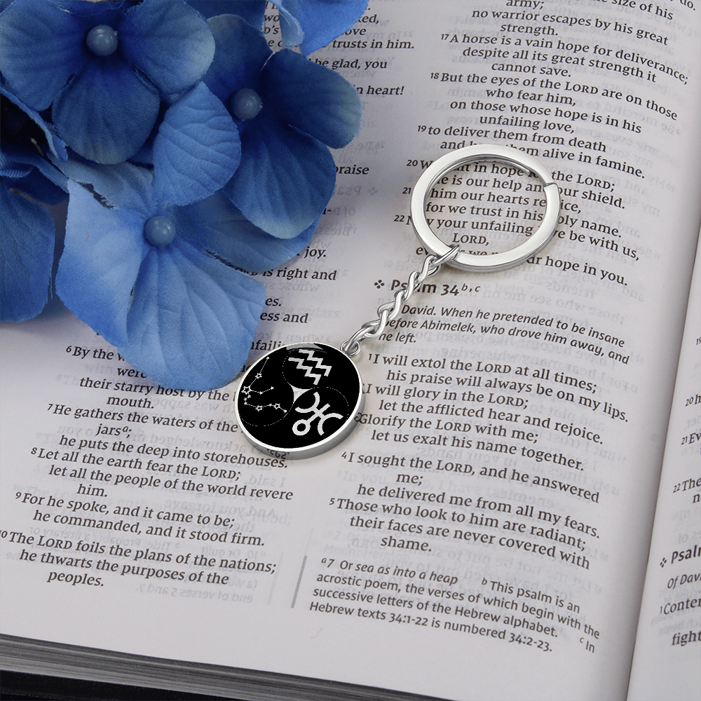 Aquarius Keychain - Yin Yang Pendant Jewelry