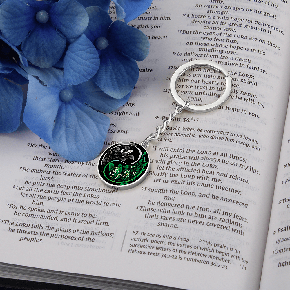 Lily of the Valley Keychain - May Yin Yang Birth Flower Jewelry
