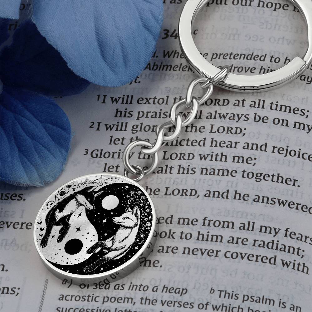 Yin Yang Fox Keychain