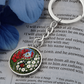 Gladiolus Yin Yang Keychain - August Birth Month Flower Pendant Jewelry