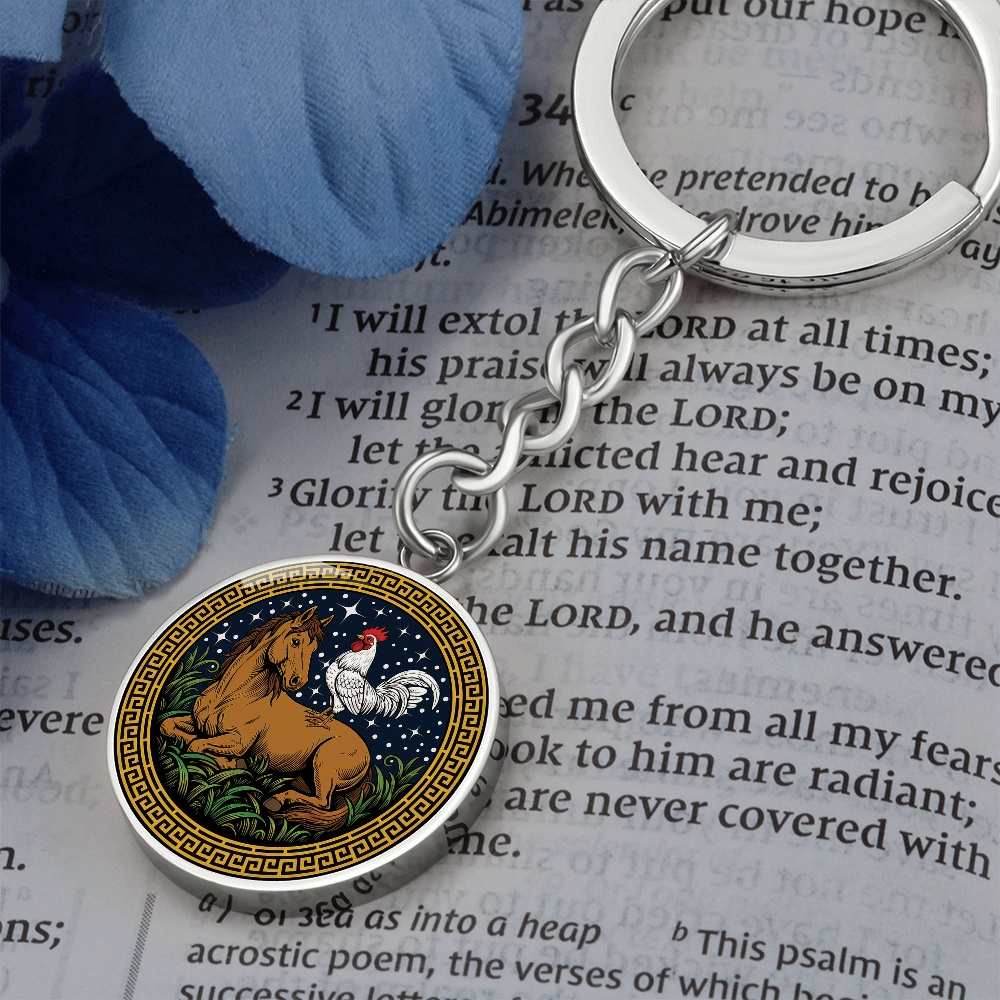 Rooster and Horse Keychain - Couples Chinese Zodiac Animal Pendant Jewelry
