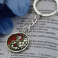 Rose Yin Yang Keychain - June Birth Month Flower Pendant Jewelry