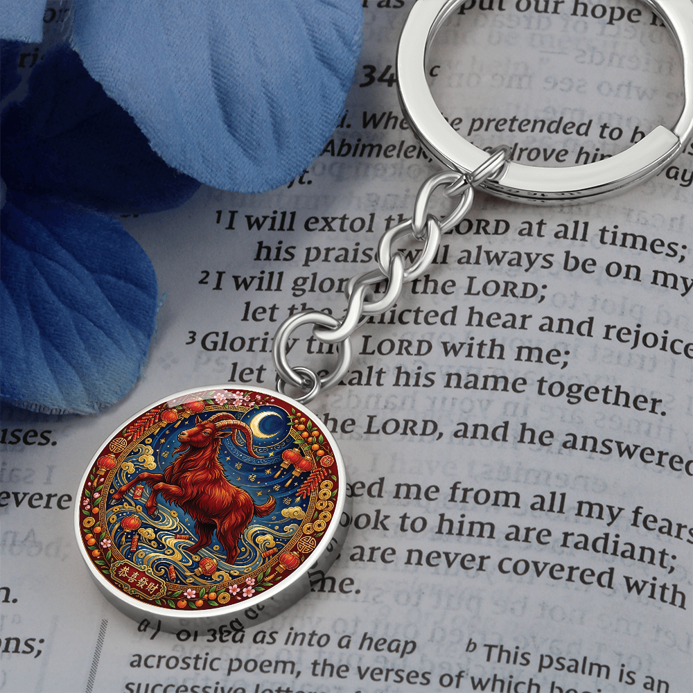 Year of The Goat Keychain - Chinese Zodiac Animal Charm Pendant Jewelry