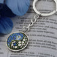 Morning Glory Yin Yang Keychain - September Birth Month Flower Pendant Jewelry