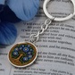 Celtic Tree of Life Pendant Keychain - Aster September Birth Flower Jewelry