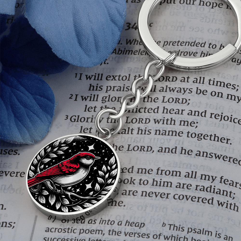 Red Bird Keychain - Wildlife Pendant Jewelry