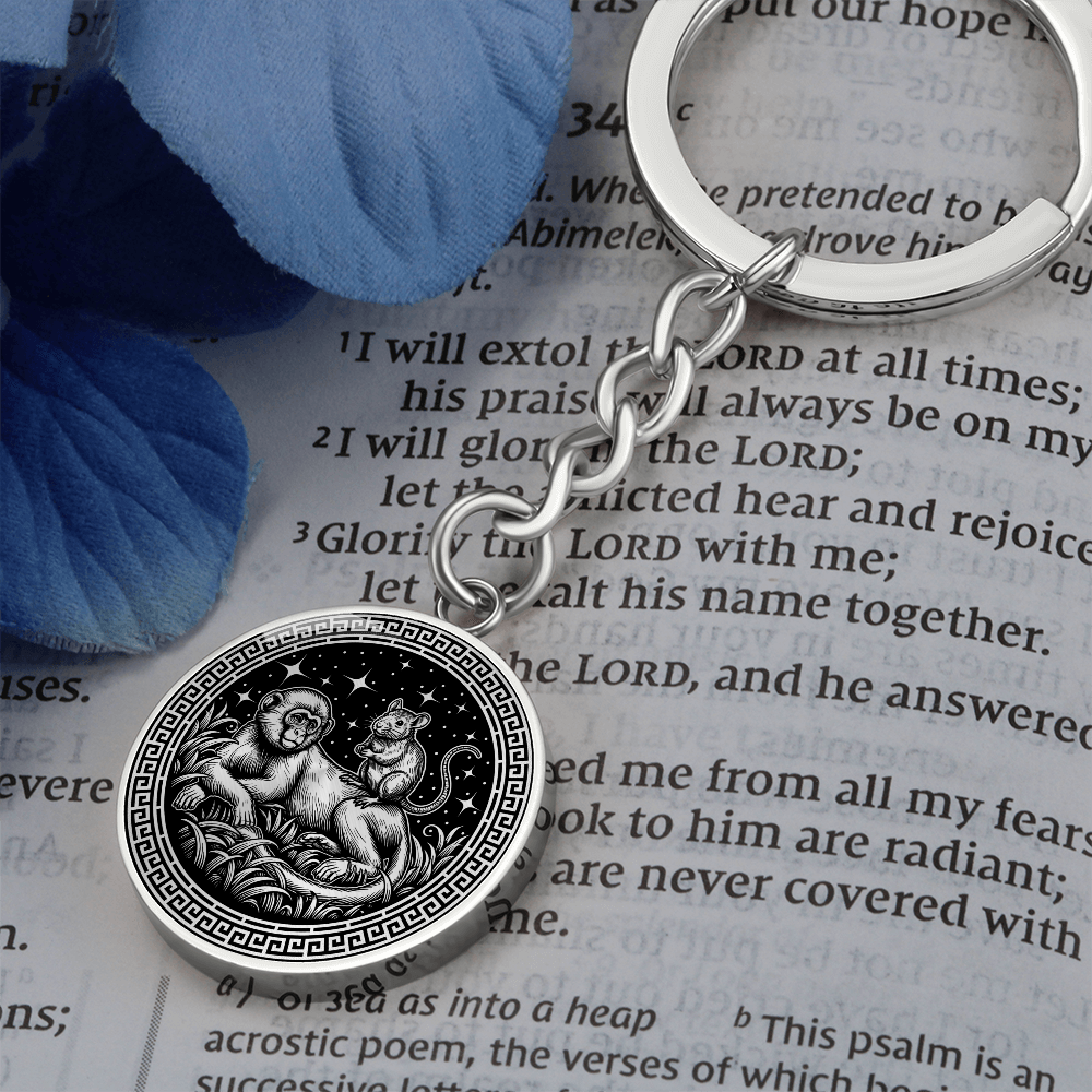 Monkey & Rat Keychain - Couples Chinese Zodiac Animal Pendant Jewelry