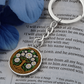 Celtic Tree of Life Pendant Keychain - Water Lily July Birth Flower Jewelry