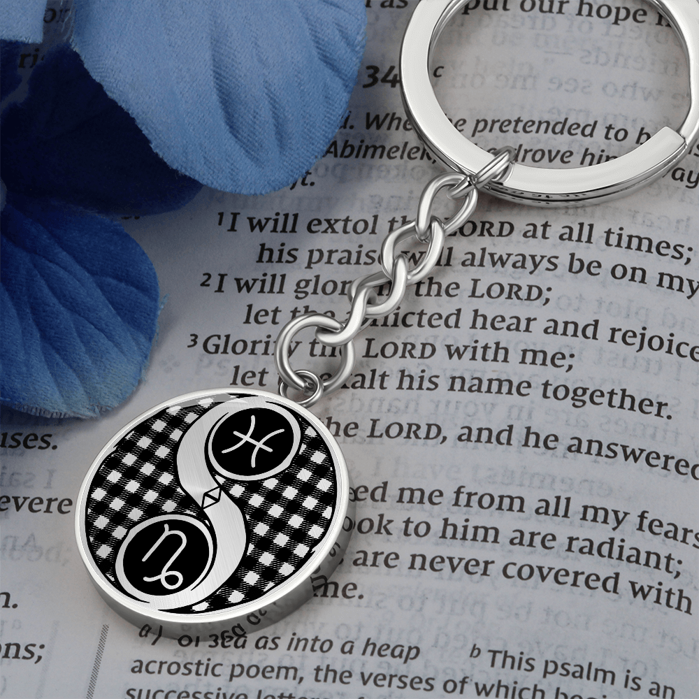 Pisces & Capricorn Keychain, Yin Yang Couples Zodiac Jewelry