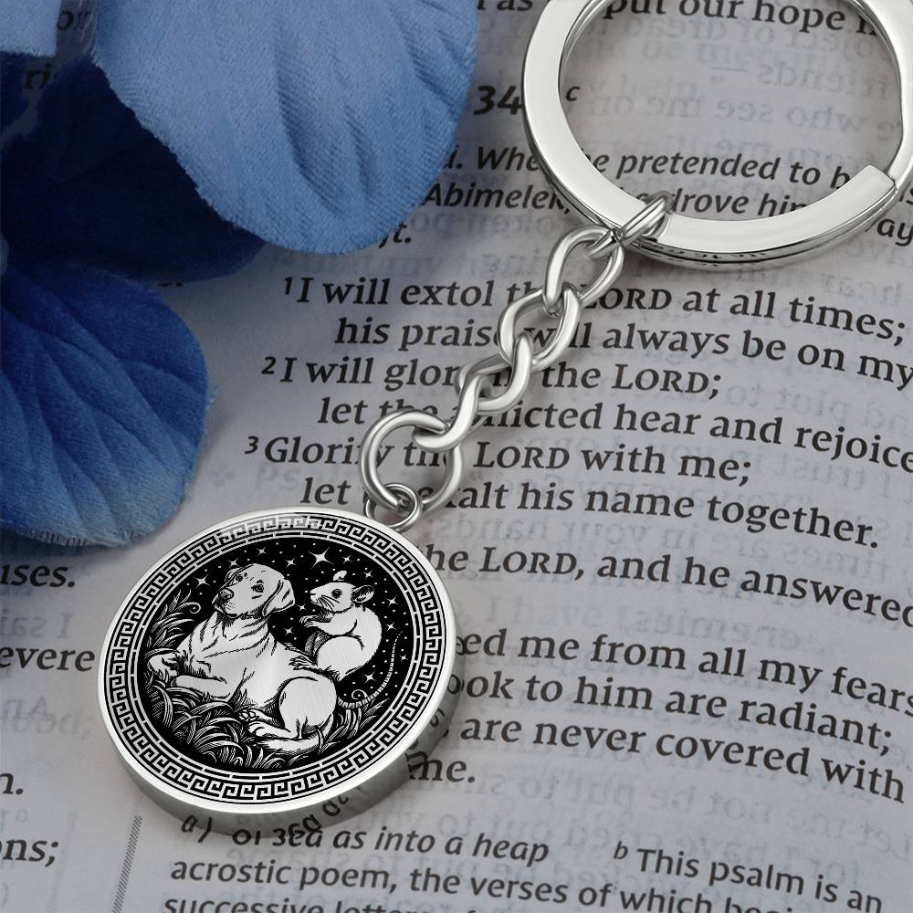 Dog and Rat Keychain - Couples Chinese Zodiac Animal Pendant Jewelry