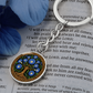 Celtic Tree of Life Pendant Keychain - Morning Glory September Birth Flower Jewelry