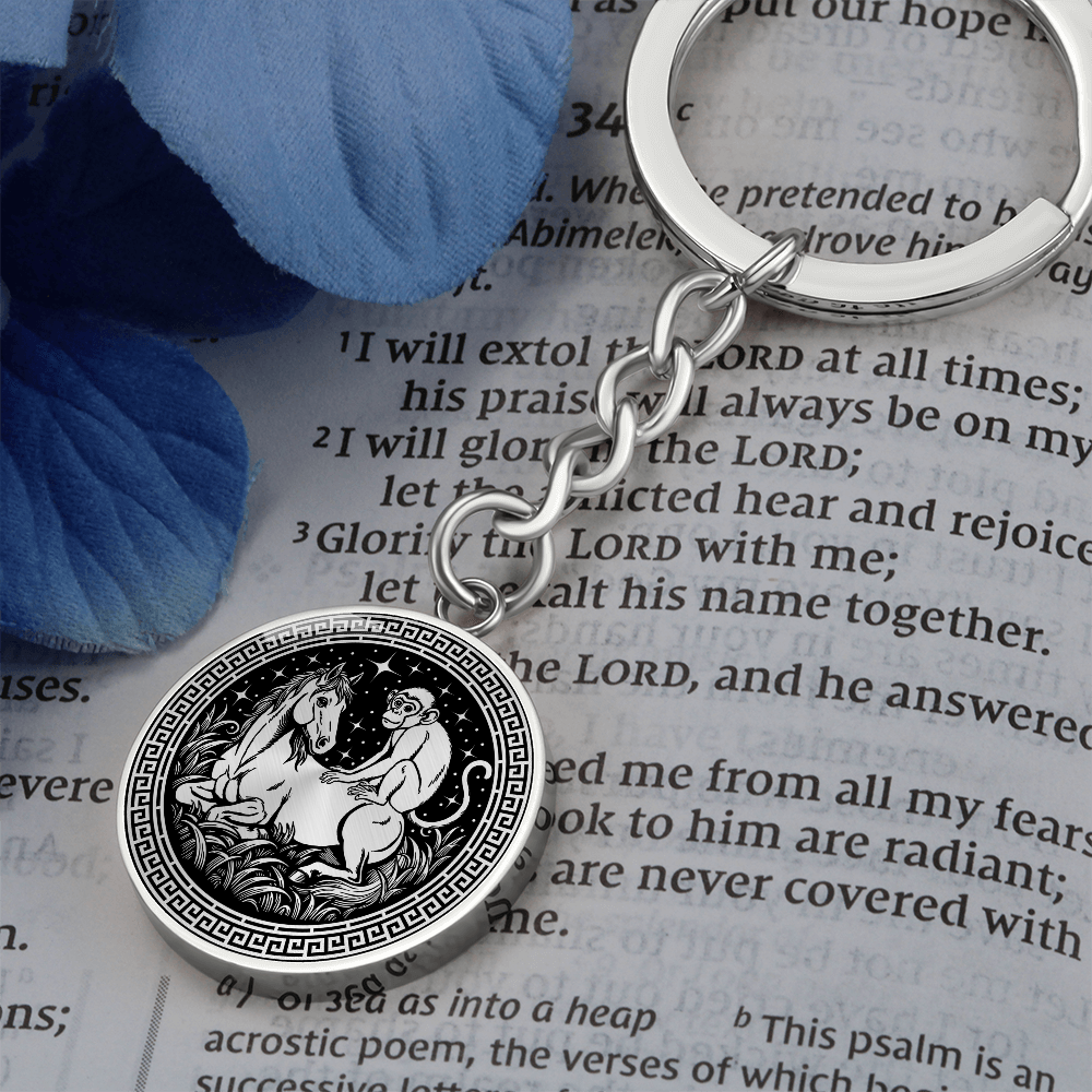 Monkey and Horse Keychain - Couples Chinese Zodiac Animal Pendant Jewelry