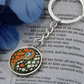 Daffodil Yin Yang Keychain - March Birth Month Flower Pendant Jewelry