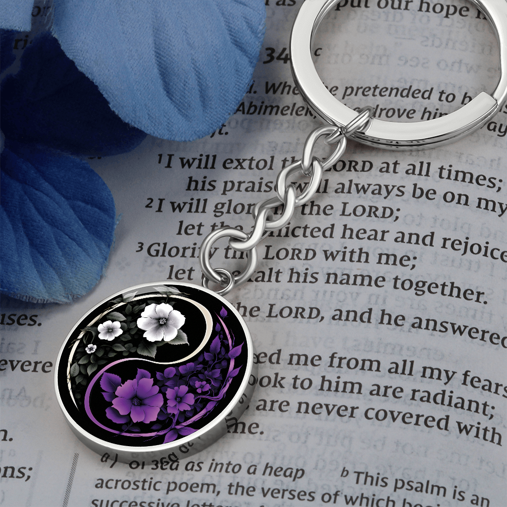 Violet Yin Yang Keychain