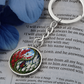 Larkspur Yin Yang Keychain - July Birth Month Flower Pendant Jewelry