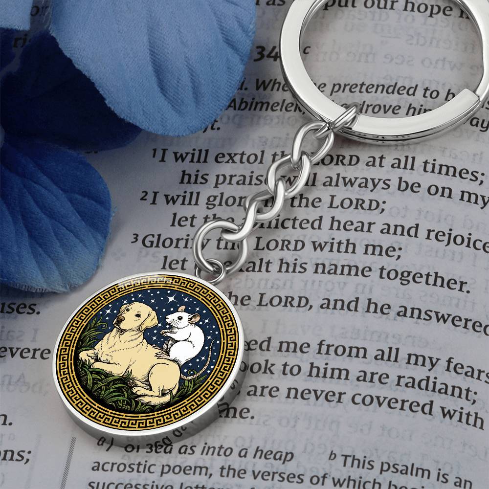 Dog and Rat Keychain - Couples Chinese Zodiac Animal Pendant Jewelry